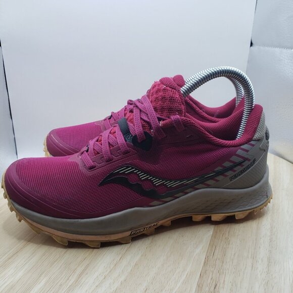 Saucony Peregrine 11 Womens Size 7.5 Trail Running Shoes Cranberry Red S10641-45 - Picture 3 of 9